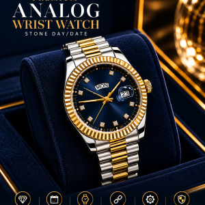 Premium Analog Wrist Watch – Stone Day/Date